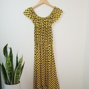 Vintage 90's Yellow Polka Dot Dress